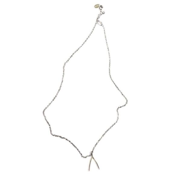 Sterling Forever Silver Plated Wishbone Pendant Necklace - Picture 2 of 3